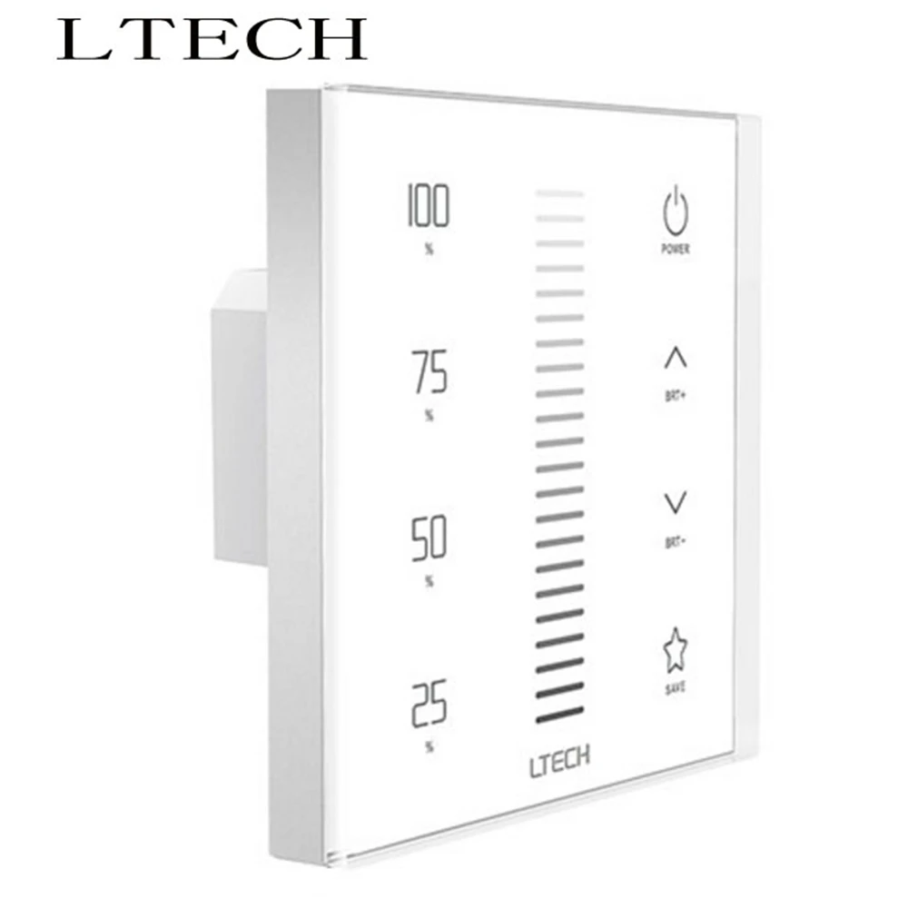 

Xnbada LTECH E1S Dimming Led Touch Panel Wall Mount Dimmer DC12-24V Input 4A*2CH Output Led Strip Switch Controller to Led Light