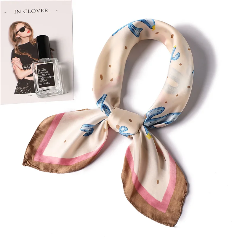 

women scarf small size print soft and smooth shawls head neck hijabs foulard bandana lady wraps square scarves