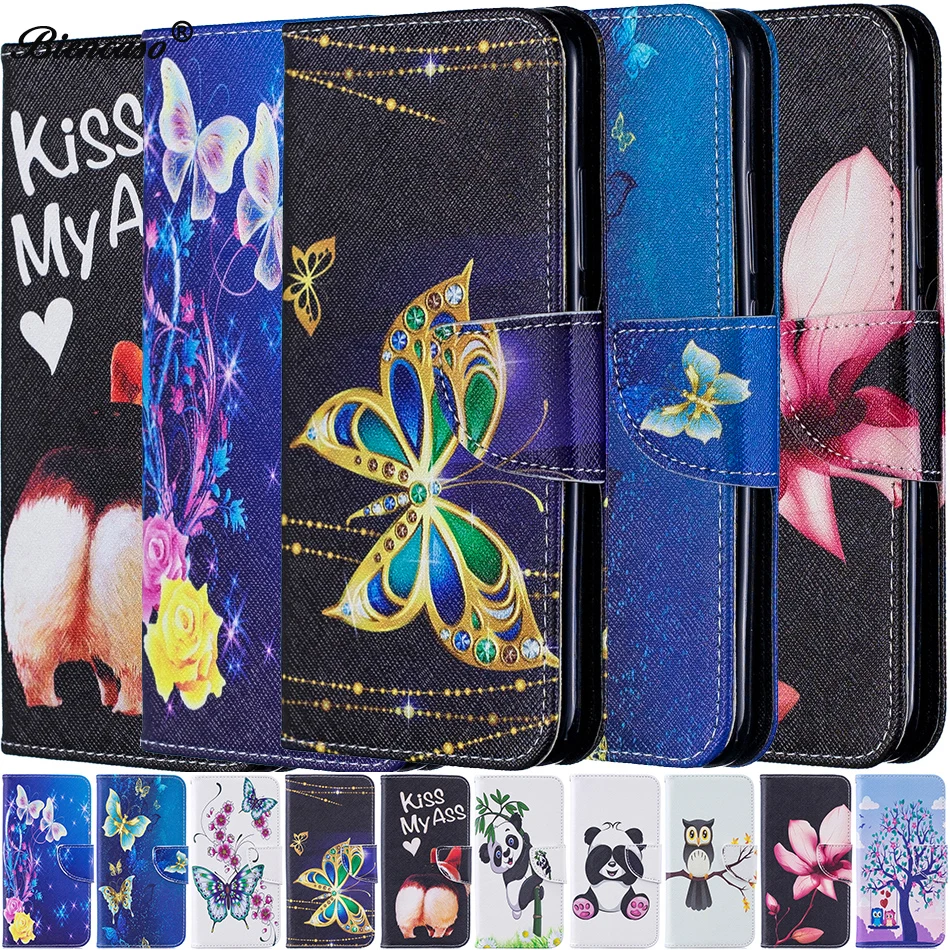 Кожаный чехол книжка с бабочками для iphone XS бумажник LG G7 ThinQ Stylo 5 Q8 2018 K9 K8 LV5