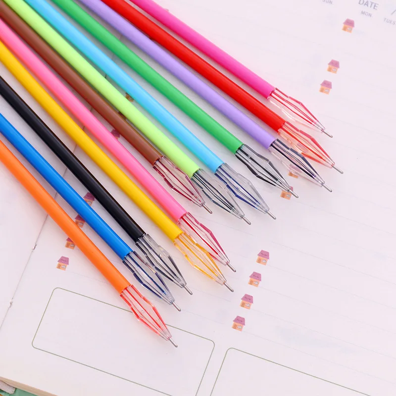 

10Pcs Korea Cute Pens Candy Color Diamond Refill 12 Color Refill Color Gel Pen 0.38mm School Supplies Stationerygel Pens ZXB019D