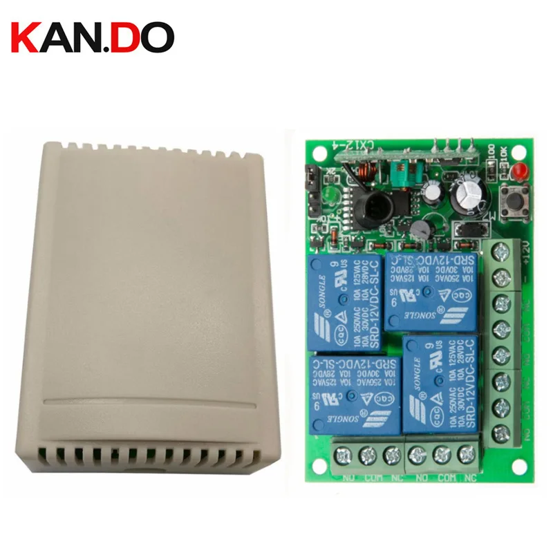 

DC12V 24V 4 CH 4CH RF Wireless Remote Control Switch System Receiver,315/433.92 MHz Garage Door /lamp/Switches
