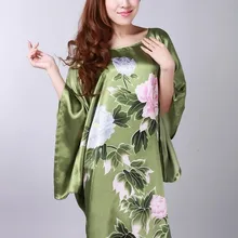 Высокое качество Зеленый женский из искусственного шелка и сатина шелковый халат летняя лаунж-кимоно платье модная новинка ночная рубашка; Прямая поставка; один размер