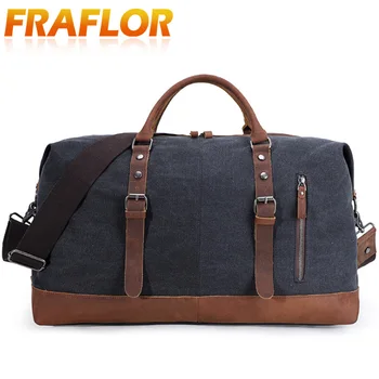 

Vintage Canvas Leather Men Travel Bags Large Capacity Carry On Luggage Bags Large Capacity Bags Travel Tote Handbags Messenger