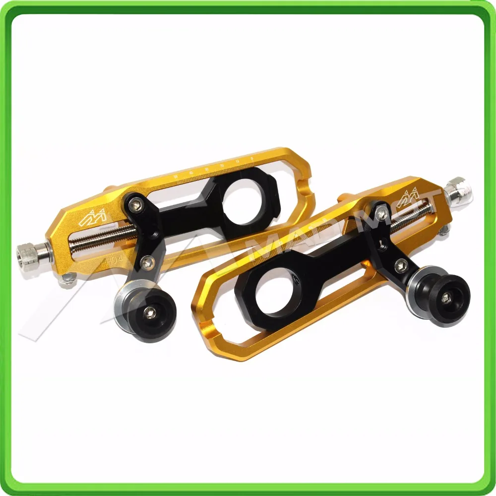 Motorcycle Chain Tensioner Adjuster with spool fit for Suzuki GSXR 600 GSX-R 750 2011 2012 2013 2014 2015 2016 Gold & Black (1)