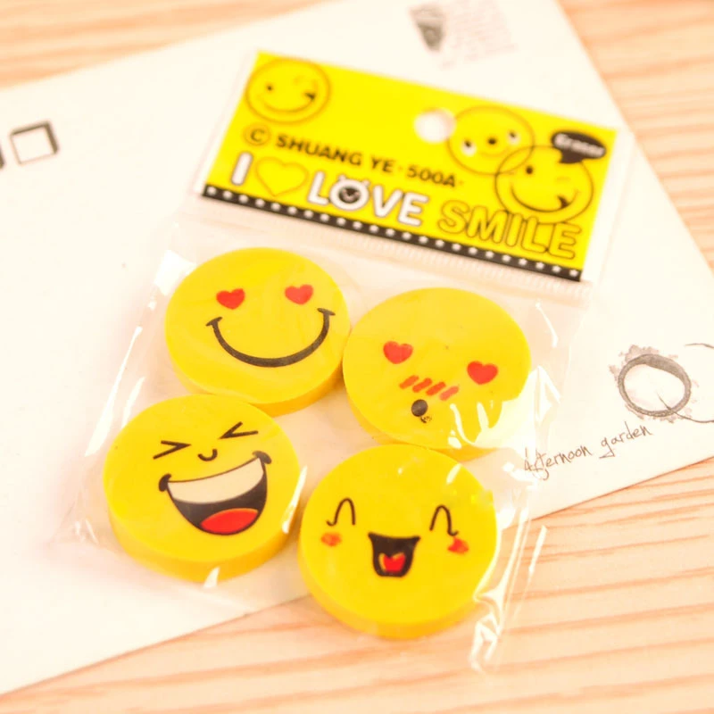 4ピース絵文字消しゴムキッズギフト感情カワイイ消しゴム鉛筆ノベルティ文具学用品カワイイ素材かわいい消しゴム Eraser Pencil Eraser Kidseraser Cute Aliexpress