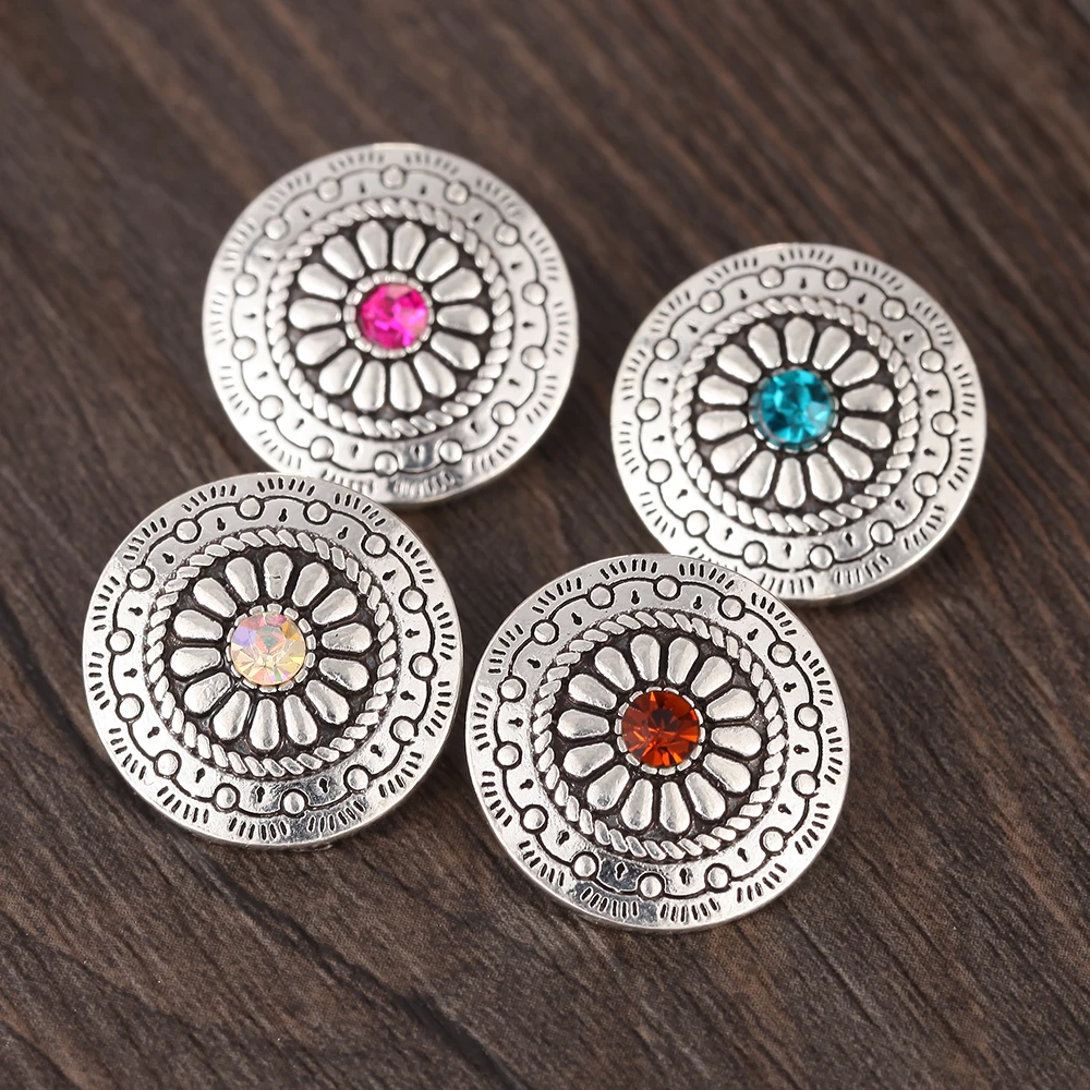 FINGERINSPIRE 6 Botones De Latón Con Diamantes De Imitación De 26 Mm, Botones Para Coser Con