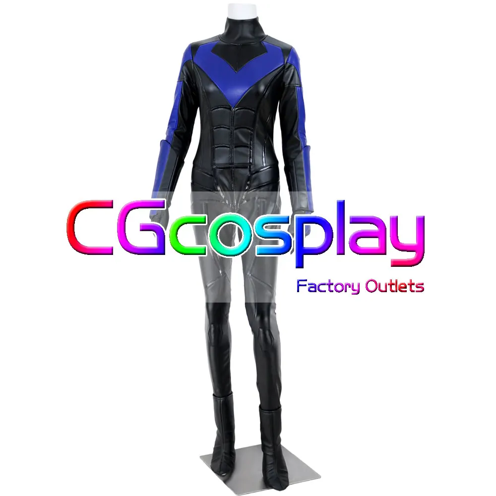 CGCOS Express Shipping Batman Arkham City Nightwing Dick Grayson Female Style Cosplay Costume Uniform Helloween Custom-made