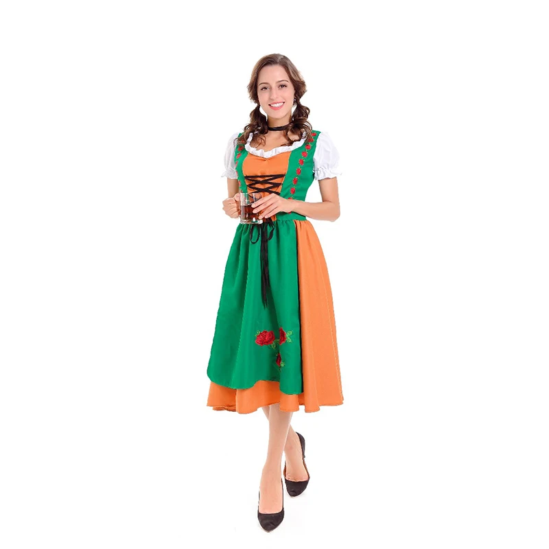 Oktoberfest Deguisement Disfraces Germany Beer Carnaval Dirndl Fancy Dress Sexy Short Sleeve Women Apron Maid Beer Girl Costume (3)