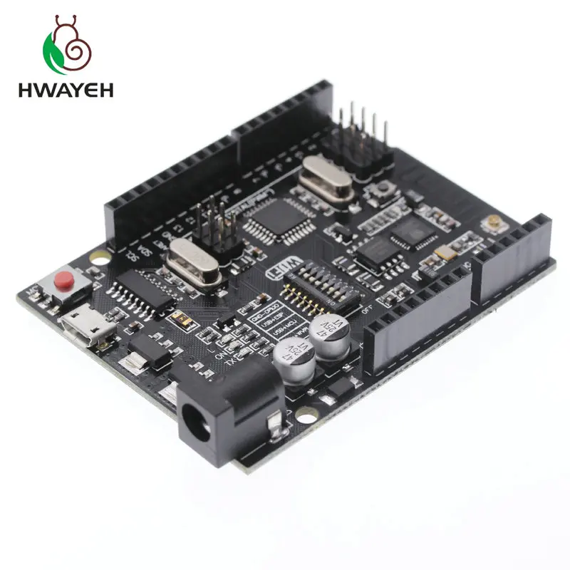 HWAYEH UNO R3+ WiFi ATmega328P+ ESP8266(32 Мб памяти) USB-TTL CH340G для Arduino Uno NodeMCU WeMos ESP8266 новое поступление