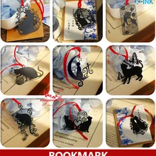 18 упаковок/партия, из нержавеющего металла черного кота закладки, упаковано крафт мешок с надписью Бумага