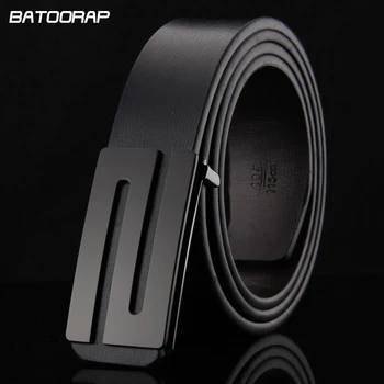 

[SuperDeals] Genuine leather Mens Luxury Belt Slide Buckle High-grade Men's Black Designer Belt Men Tablet Buckle Leisure Belt