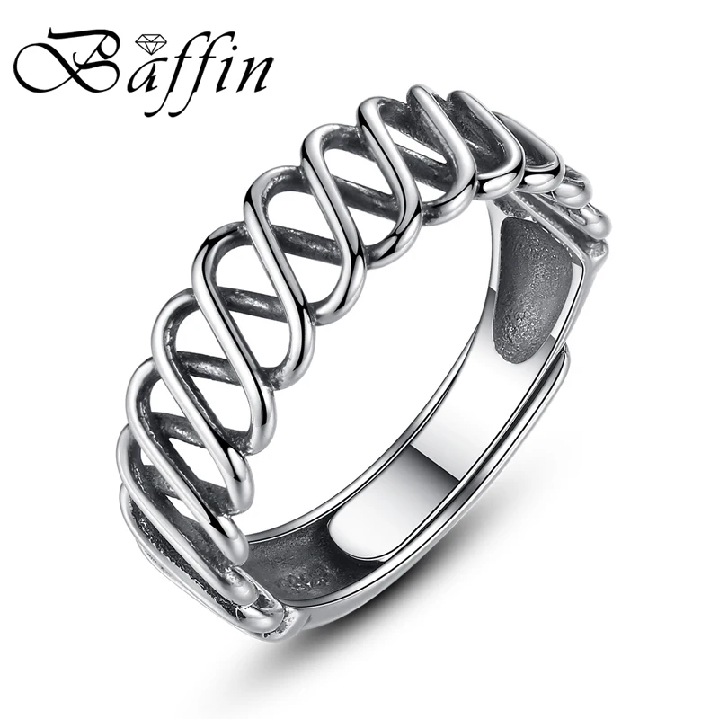 

Baffin Vintage Retro Couple Jewelry 925 Sterling Silver Open Ring Weave Shaped Adjustable Rings For Women Men Lovers Accessories