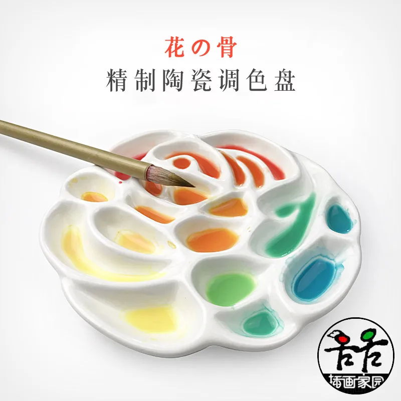 Ceramic palettes Bone china Flower pigment plates Rose watercolor