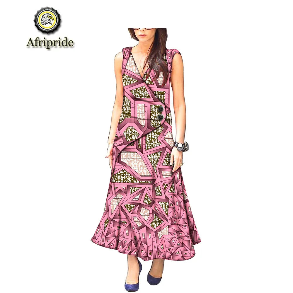 2019 AFRIPRIADE дропшиппинг премьер только без рукавов в африканском стиле платья для женщин двубортный юбка с неровным краем вечерние S1925033
