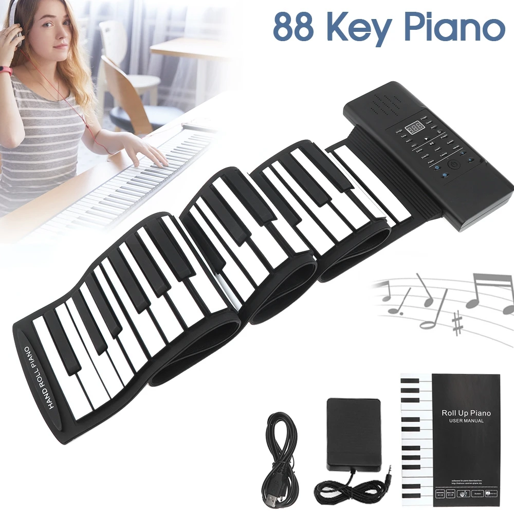 88 клавиш USB MIDI выход перезаряжаемый силиконовый гибкий органайзер для клавиатуры