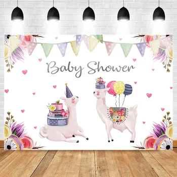 

Baby Shower Backdrop Pink Deer Background Balloon Cake Decoration Background Backdrops Party Decoration Banner Work Photography