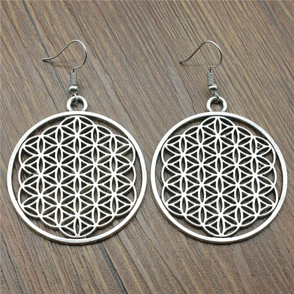 

Women Vintage Earrings Dangle Earrings 47x42mm The Flower Of Life, The Seed Of Life Drop Earrings For Women Jewelry