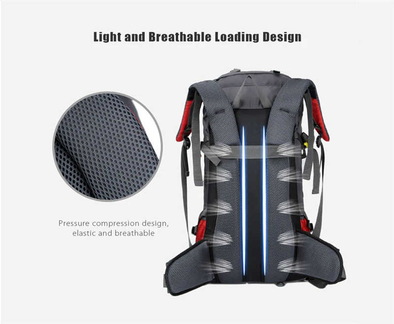 Big Capacity 60L Hiking Bag Men Women Outdoor Camping Travel Climbing Waterproof Backpack With Rain Cover Riding Sport Rucksack