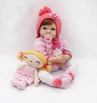 

22" bebe realista menina doll reborn lifelike girl reborn babies silicone dolls toys for children xmas gift bonecas