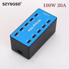 USB Зарядное устройство 100W 10 Порты USB 20A смартфон настольная зарядная станция для 5V 2A для samsung Xiaomi iPad Tablet PC для iPhone