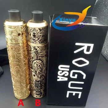 

ROGUE MOD kit Mechanical Mod 18650 battery Red Copper/brass 24mm Carved Tube e-cigarette Mech Mods vs AvidLyfe mod kit with rda