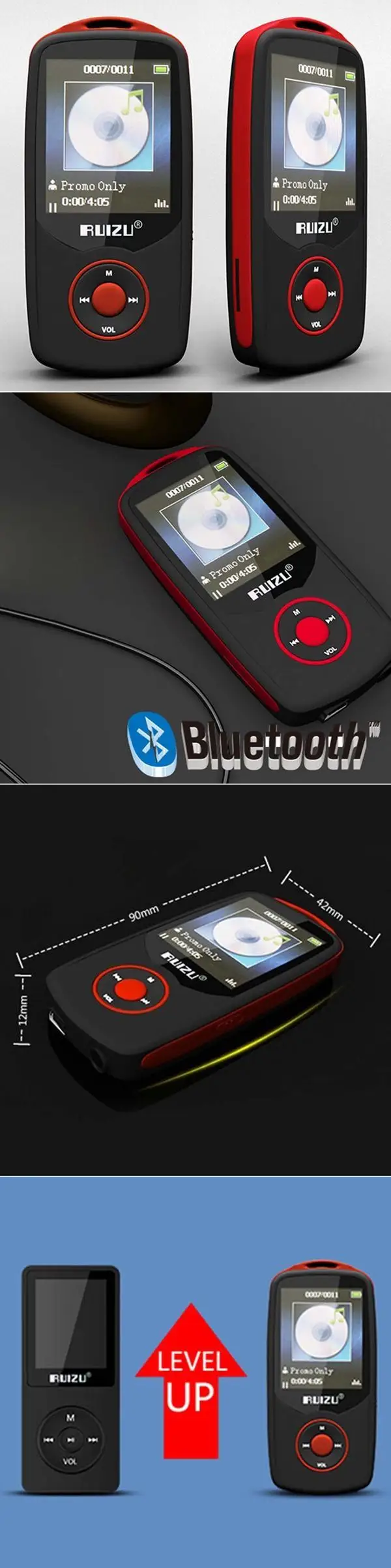 RUIZU X06 Bluetooth MP3 плеер 4 ГБ bluetooth 4,0 Спорт Высокое Качество lossless музыка проигрыватель с функцией записи FM радио