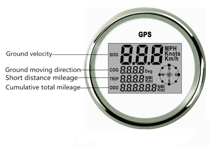 Универсальный 85 мм Цифровой GPS Спидометр 0-999 узлов км/ч миль/ч одометр 12 В/24 В с подсветкой