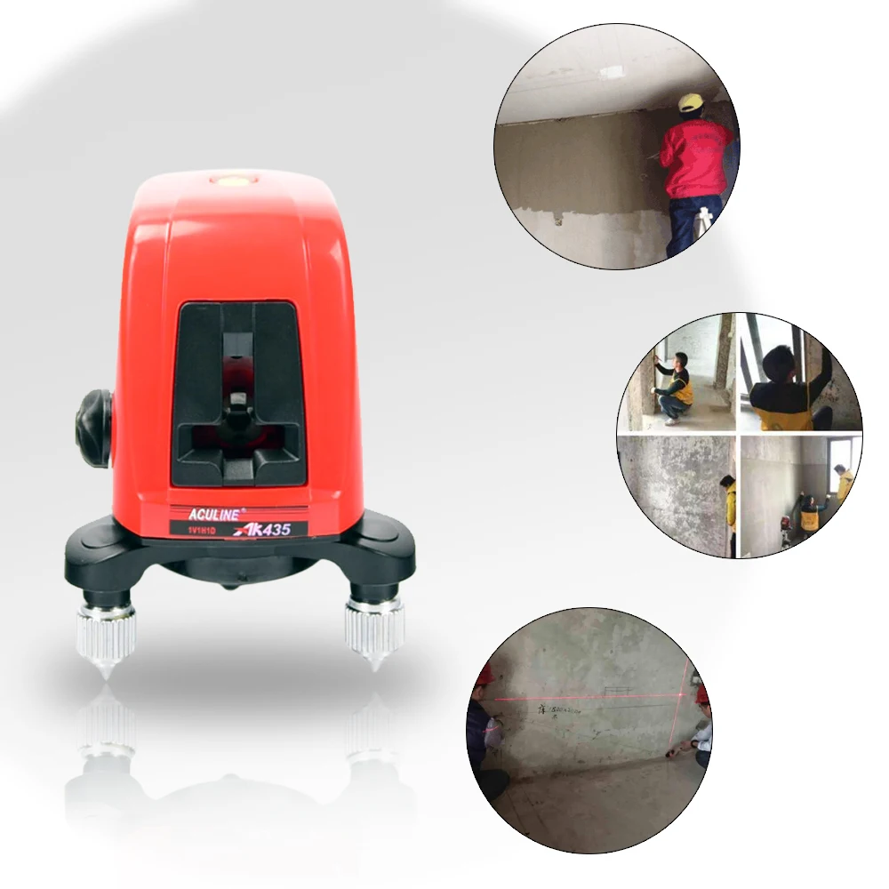 AK435 Laser Level 360 degree self-leveling Portable mini Cross Red Laser Levels Meter 2 line 1 point 635nm Leveling Instrument