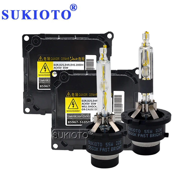 SUKIOTO 55W Fast Bright Ballast D2S D4S Xenon HID Kit 5500K D2R D4R HID Bulb For Toyota Lexus Car Headlight Kit Xenon D2S D4S (1)