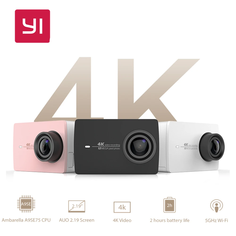 YI 4K Action Camera International Version Ambarella A9SE Sport Camera 12.0MP CMOS EIS 2.19