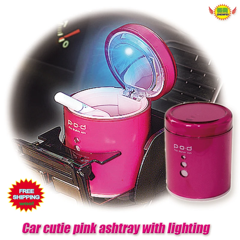 

Car accessories lager-caliber Cute pink lady blue luminous ashtray car-styling
