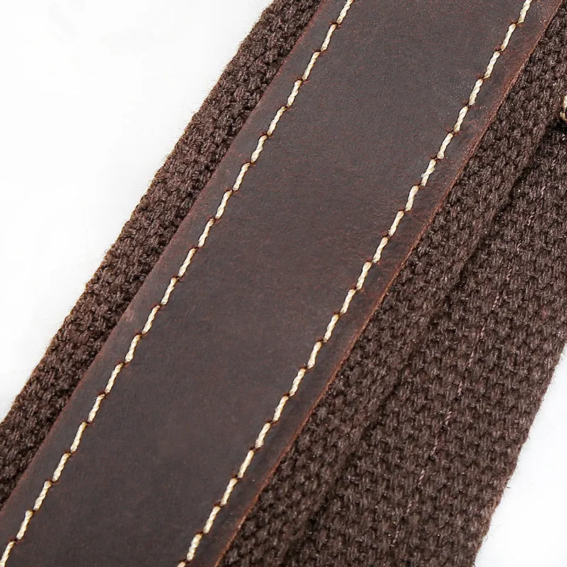 Натуральная кожа и ткань Оксфорд наплечный ремень для сумки через плечо темно-коричневый высокое качество