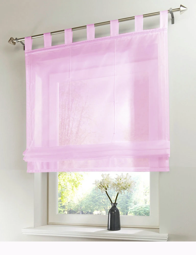 

#007 European Popular Solid Color Kitchen Balcony Voile Roman Curtain Sheer Window Treatment 1PC