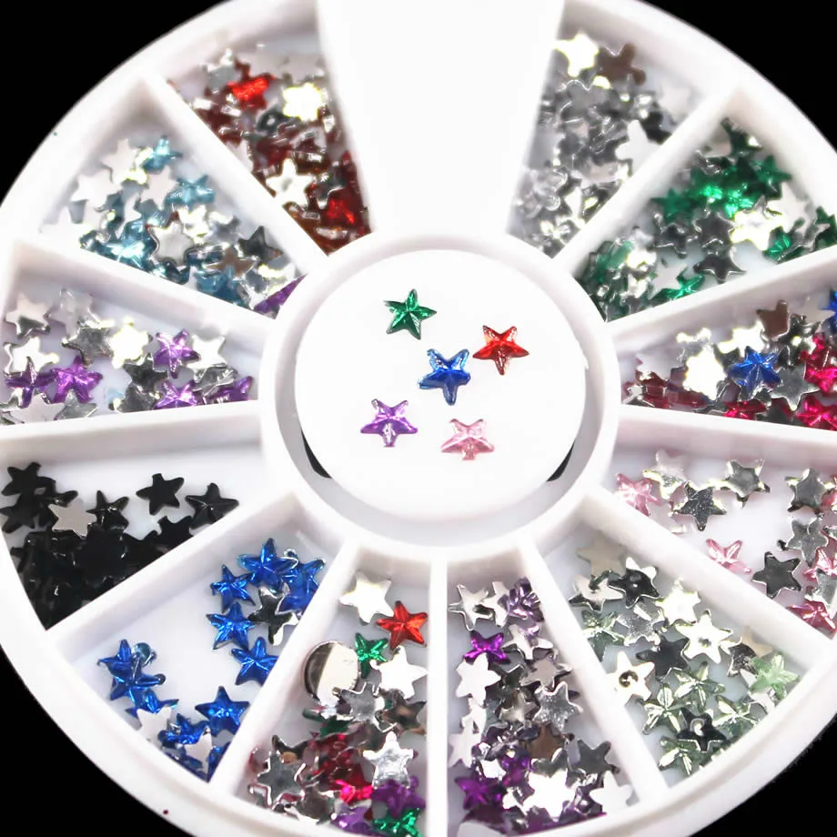 

22 Kinds of Mixed Colorful Start False Nail Tips Clear Black Fan Finger Nail Art Display Practice Acrylic UV Gel Polish Tool