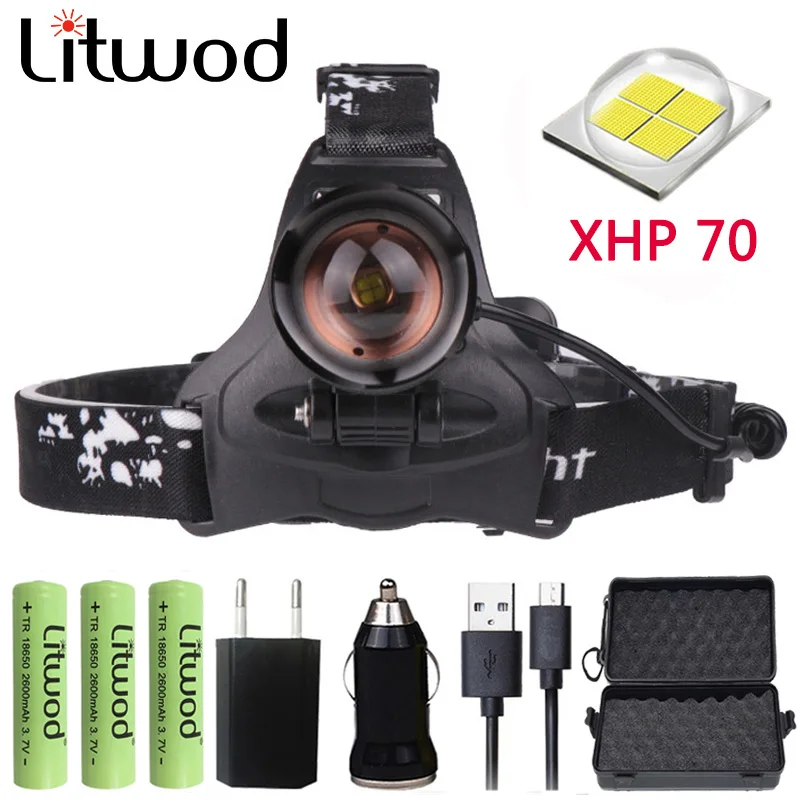 

Z20 Litwod 2608 32W chip XHP70 Headlight 32000lum powerful Led headlamp zoom head lamp flashlight torch Lantern Head light