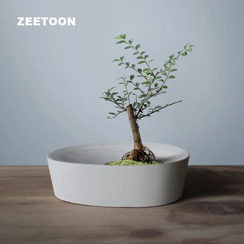 

Japanese Imitate Coarse Pottery Floral Art Vintage Vase Tabletop Cement Creative Multifunction Potted Flower Pot Candle Holder