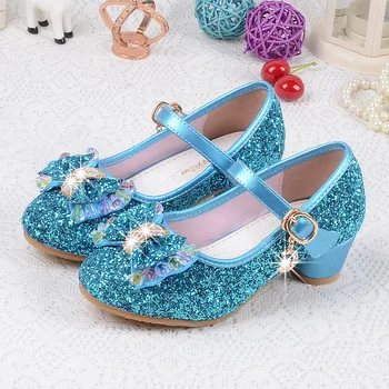 

Kids Rhinestone Heels Shoes Spring Autumn Elegant Dress Shoes Fancy Slippers For 3-12Years Girls Wedding Dancing Ballet Sandals