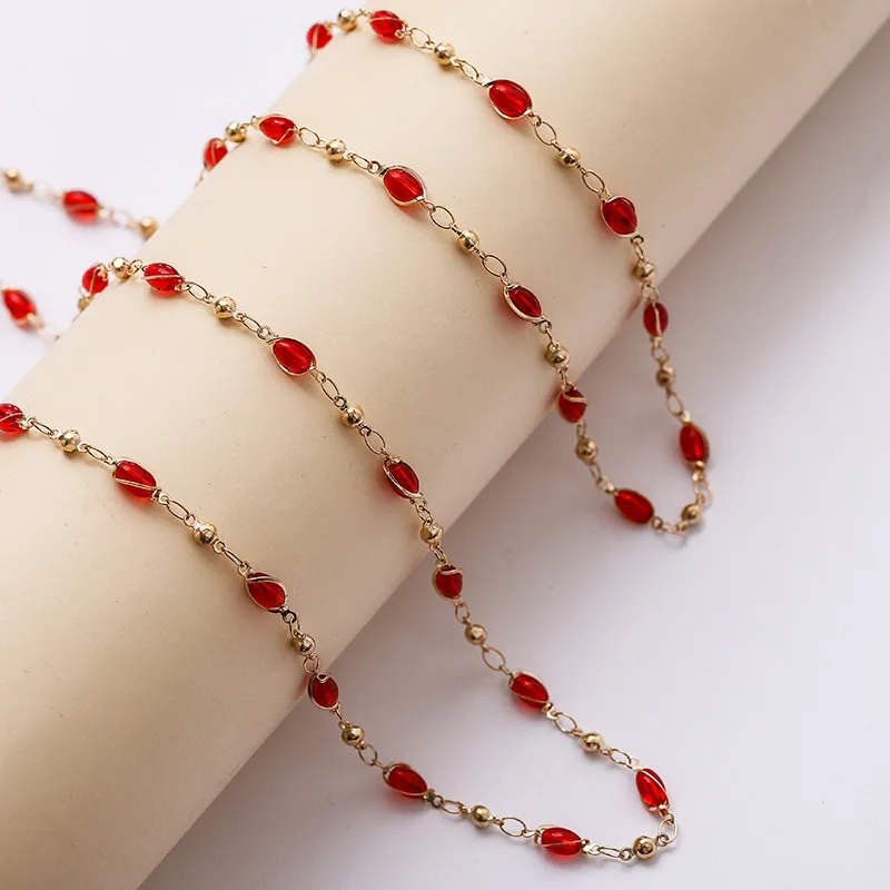 6 мм белый красный черный бисер цепи ручной работы ювелирные изделия медные женские ожерелье цепь для DIY женские ювелирные изделия 5 м/рулон оптом