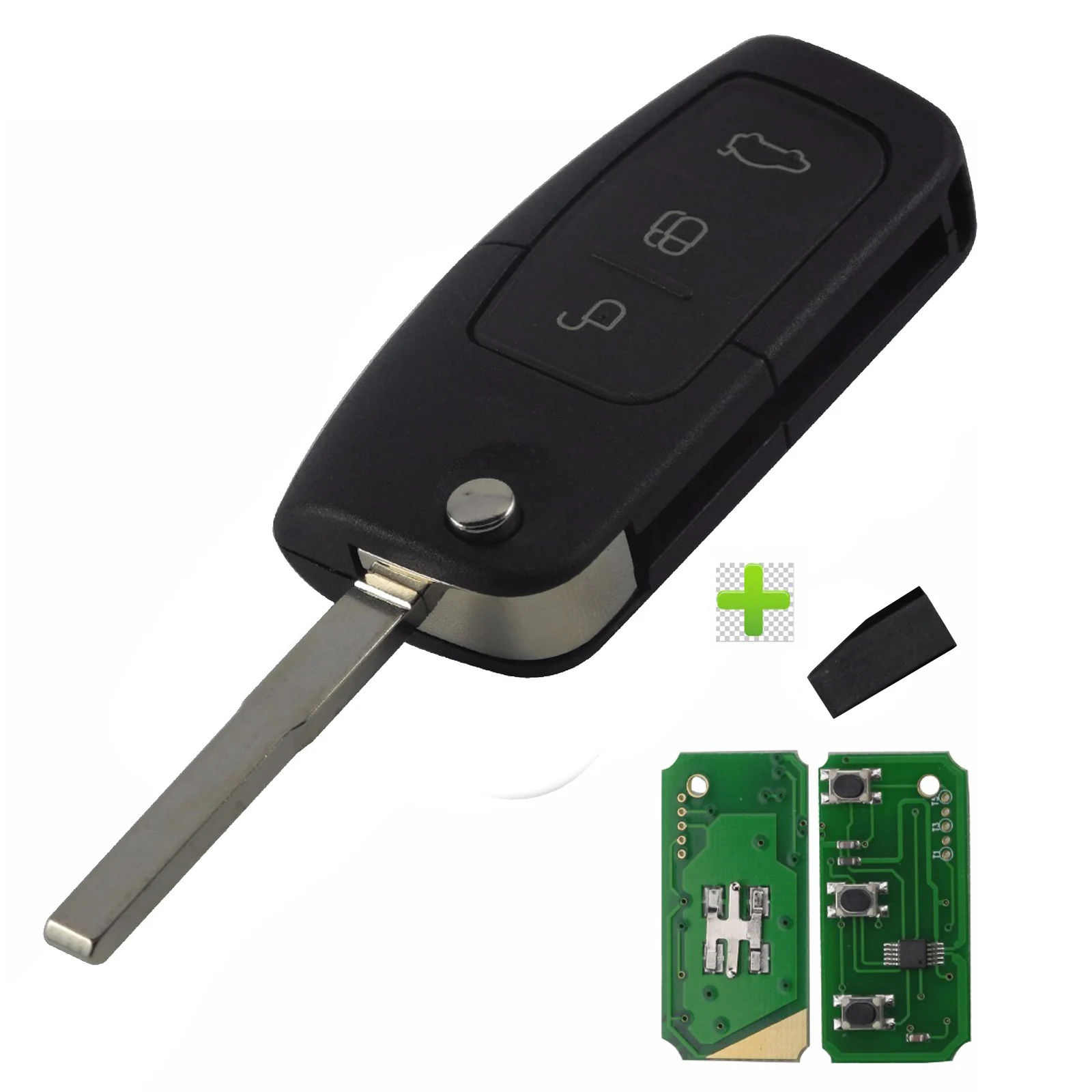 

433MHz Remote Control Car Key Shell 4D63 40/80bit for Ford Focus 2 3 Mondeo Fiesta 2013 C Max Ka 3 BTN Folding Flip HU101 Blade