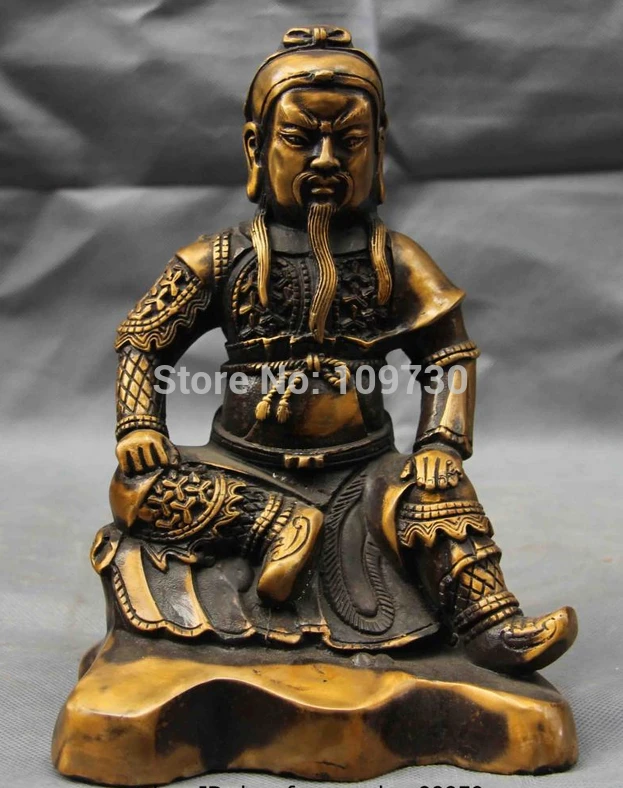 

002089 Chinese Folk Bronze Copper Guan Gong Guan Yu Warrior Buddha Statue