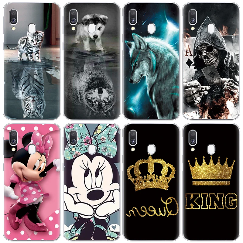 

Phone Case For Samsung Galaxy A40 Soft TPU Pattern Animal King Queen Silicone For Funda Samsung A40 A 40 Case Cover Coque Cute