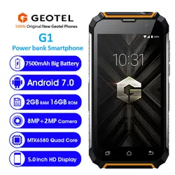 Geotel G1 7500 мАч Внешний аккумулятор мобильный телефон Android 7,0 MTK6580A четырехъядерный 3g WCDMA телефон 2 Гб ram 16 Гб rom сотовые телефоны