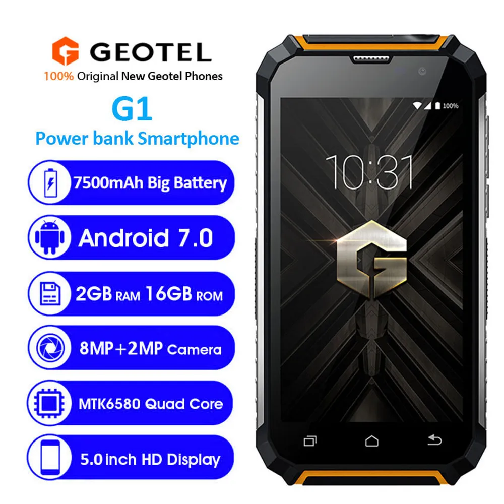 Geotel G1 мобильный телефон с четырёхъядерным процессором MTK6580A ОЗУ 2 Гб ПЗУ 16 ГБ 7500