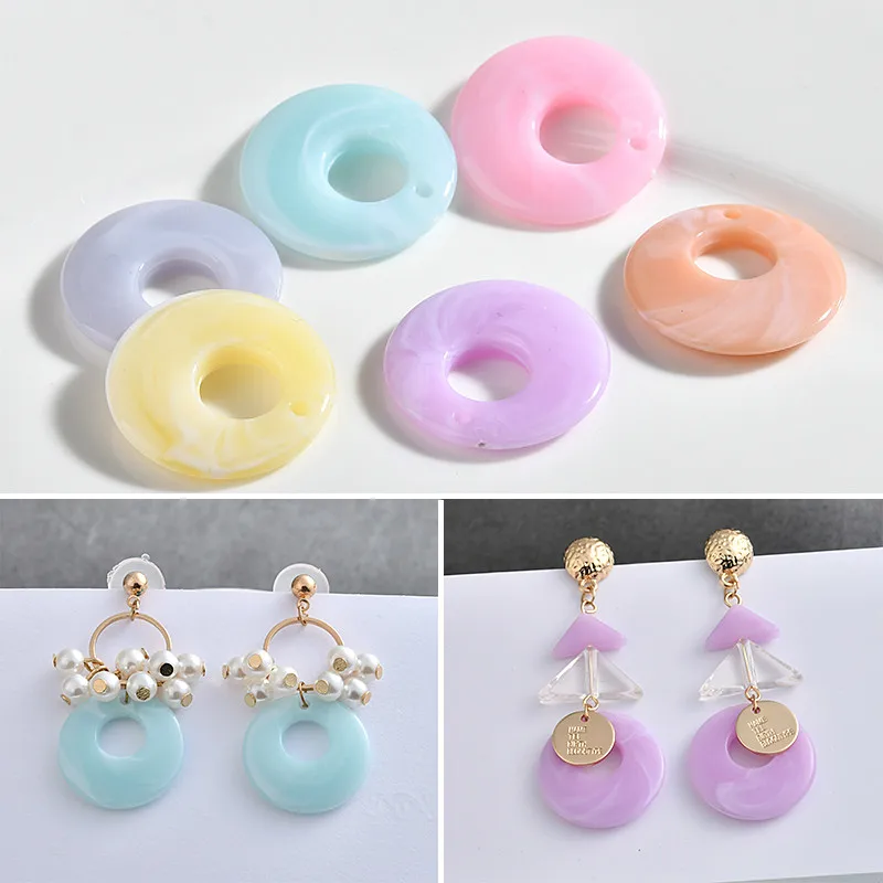 

DIY earrings accessories Korean retro resin hollowed-out circular earrings material pendant