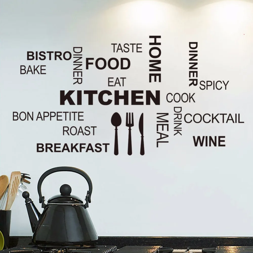 Kitchen Wall Quotes Art food wall stickers diy vinyl adesivo de paredes home decals art posters Sofa Wall Home Decoration