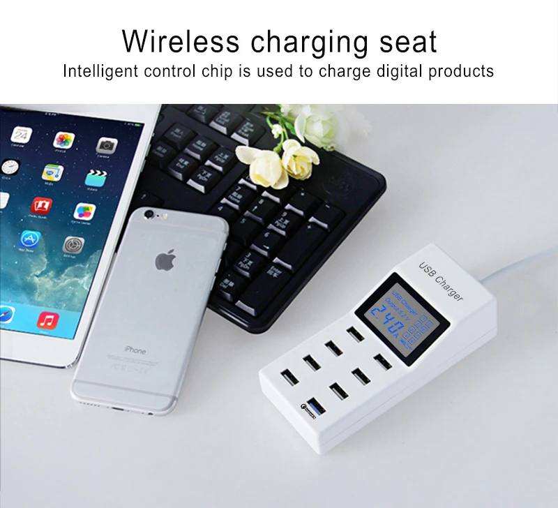 QC 3.0 Smart Charger Dock Station Charging Station Hub with LED Current Display Mobile Phone Charger(12)