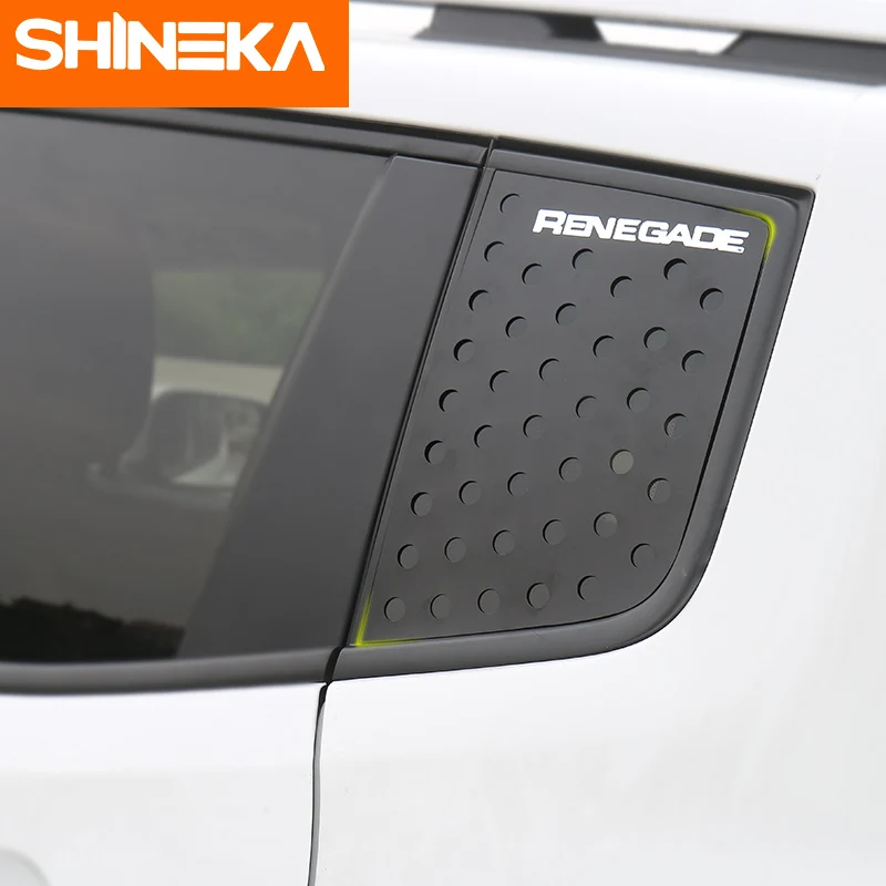 SHINEKA Алюминий сплав 2 предмета автомобиля Защита от солнца на заднее стекло авто Стекло Треугольники пластина украшения Накладка для Jeep Renegade- аксессуары