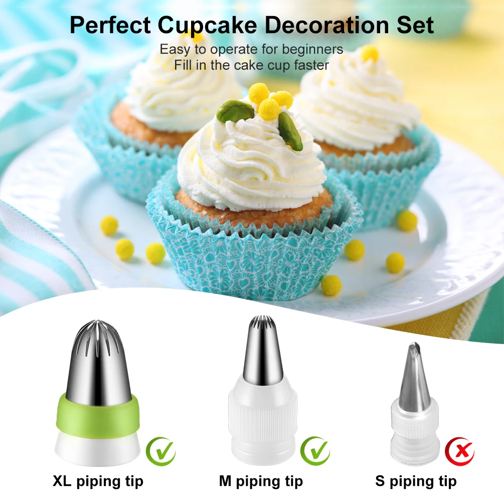 Piping Bag+Nozzles+Converter Set Icing Fondant Cake Tip Pastry Decor Tool D7N0 