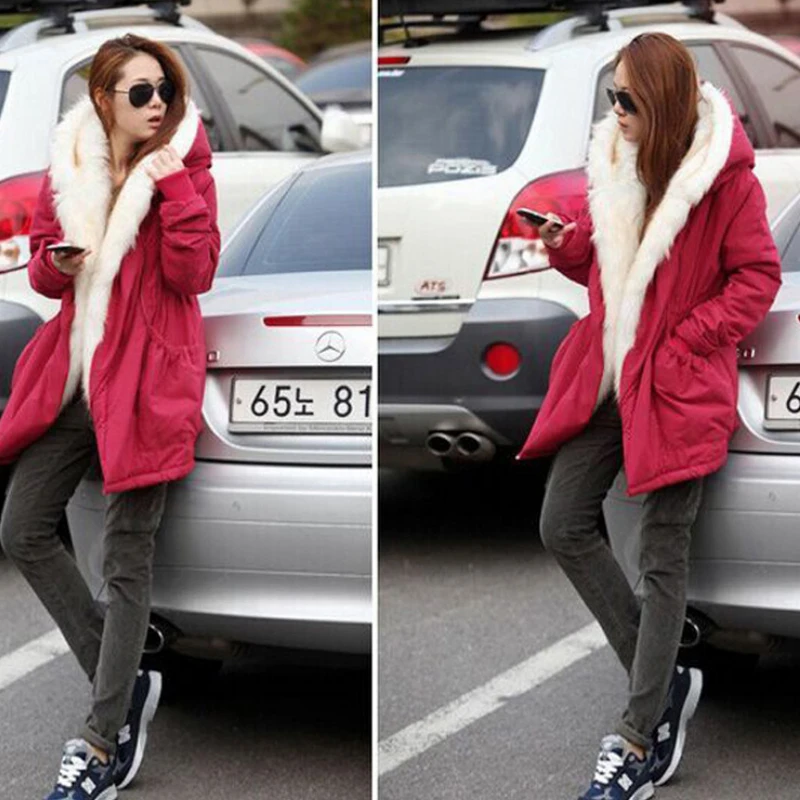 Laine rembourré En Mode Grand Casual Col Épaissie red Manteau De Pour Fille Femmes D'hiver Green Vestes army Coton Black blue Et Lumineux Mince x7vSq6n