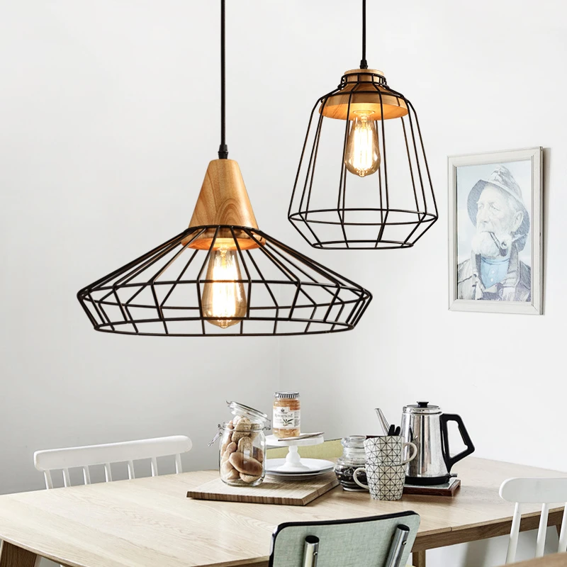 

Nordic creative personality wrought iron chandeliers bedroom living room cafe bar restaurant retro mesh chandelier lamp
